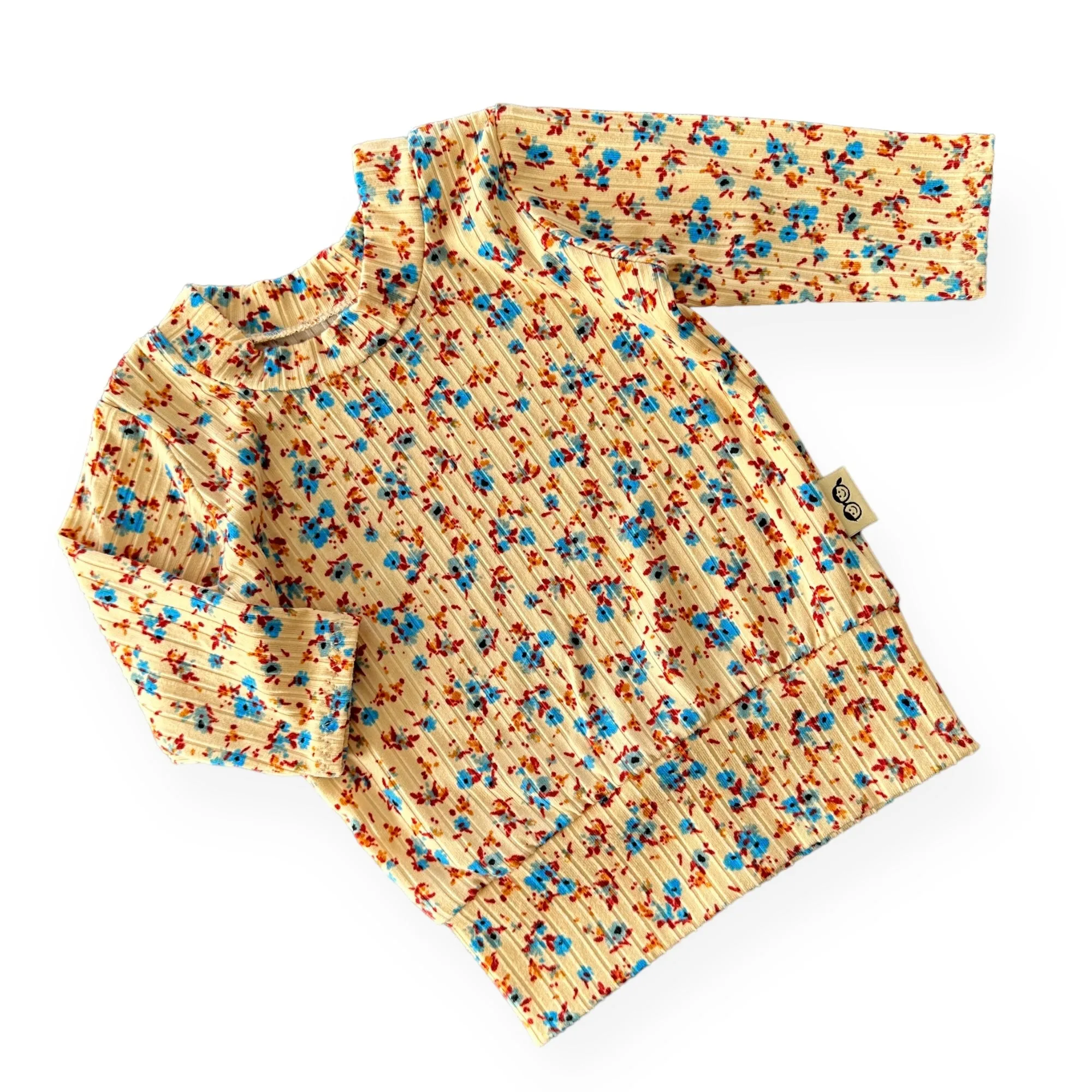 Dainty Floral on Yellow Ribbed Lounge Top