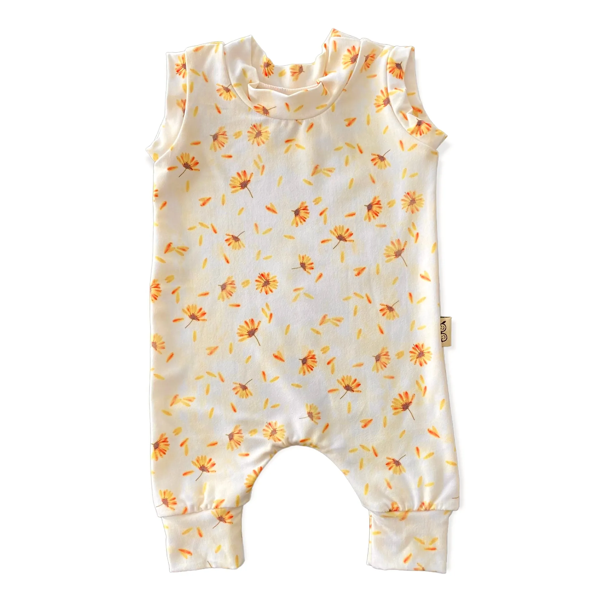 Daisy Blossom on Cream Harem Romper