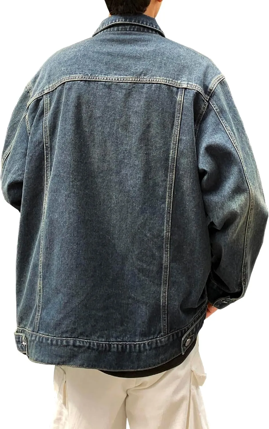 DAVID.ANN Men's Trucker Coat Ripped Denim Jackets