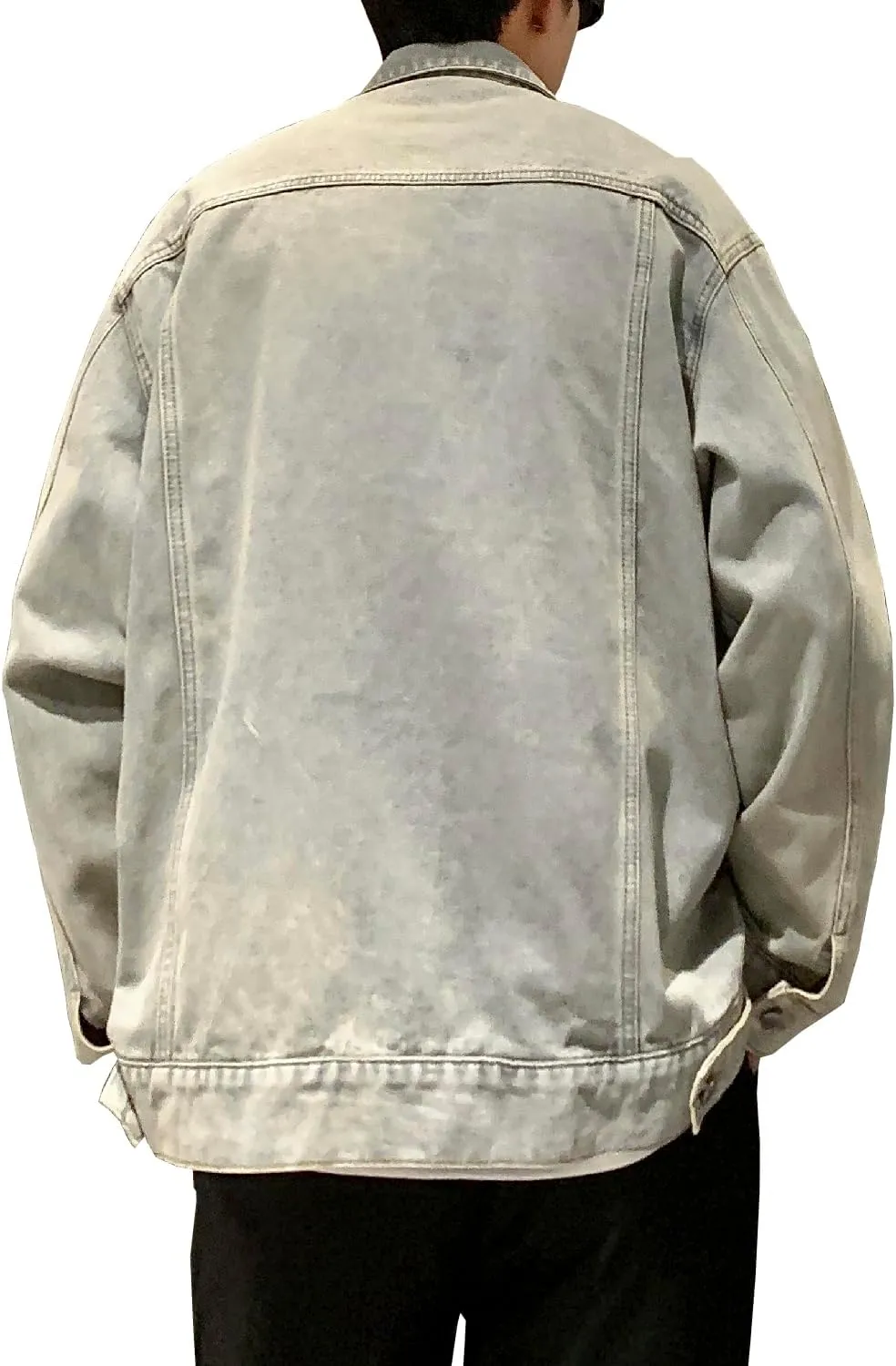 DAVID.ANN Men's Trucker Coat Ripped Denim Jackets