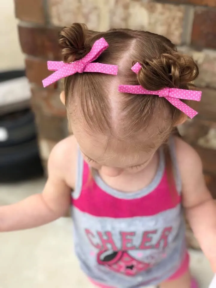 Denim Blue Polka Dot Fabric School Girl Bow Headband | Hair Clip