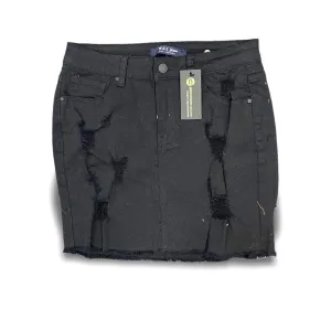 Denim Skirt Black with Zipper Fly