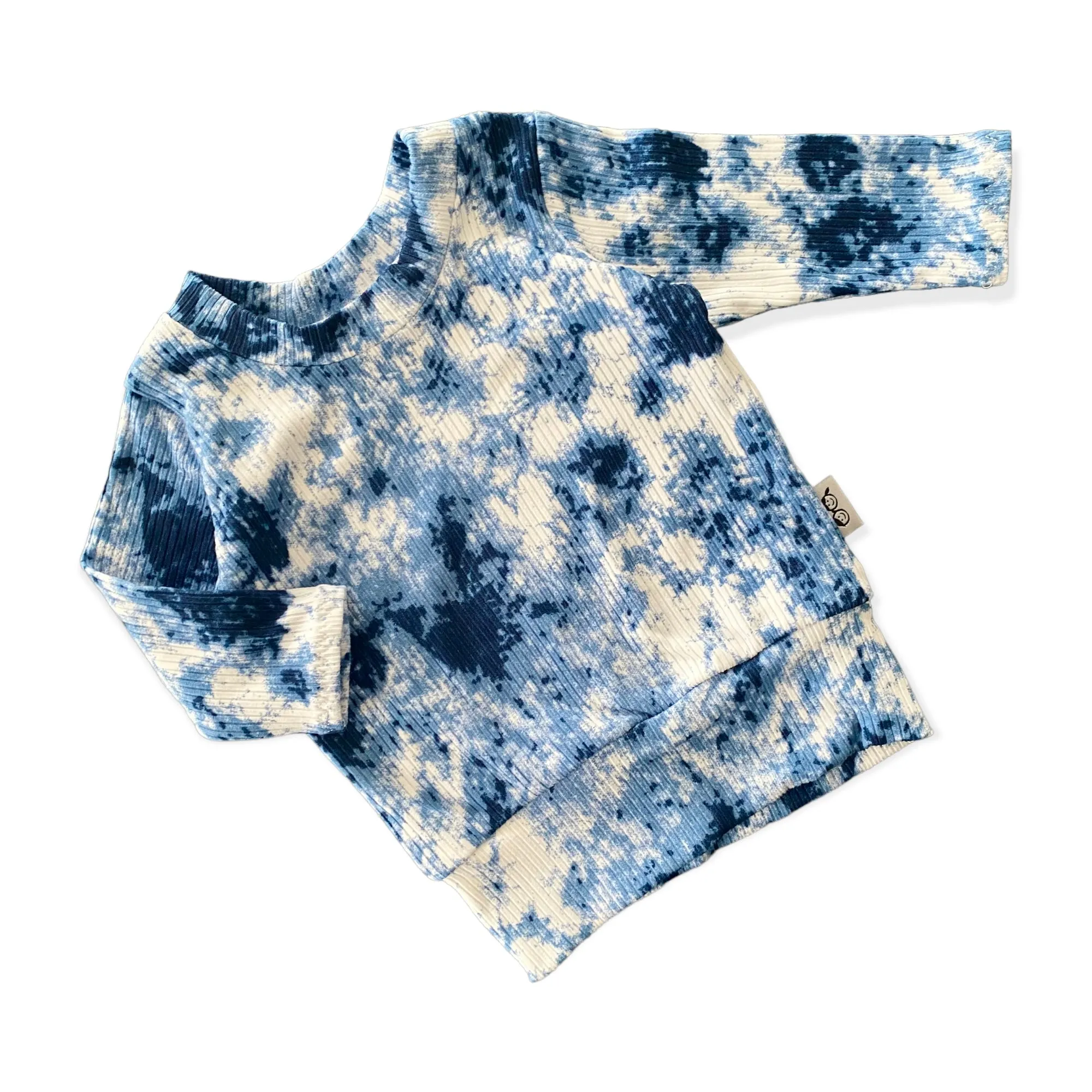 Denim Tie Dye Ribbed Lounge Top