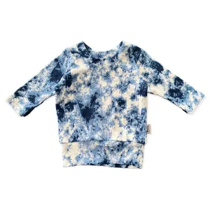 Denim Tie Dye Ribbed Lounge Top