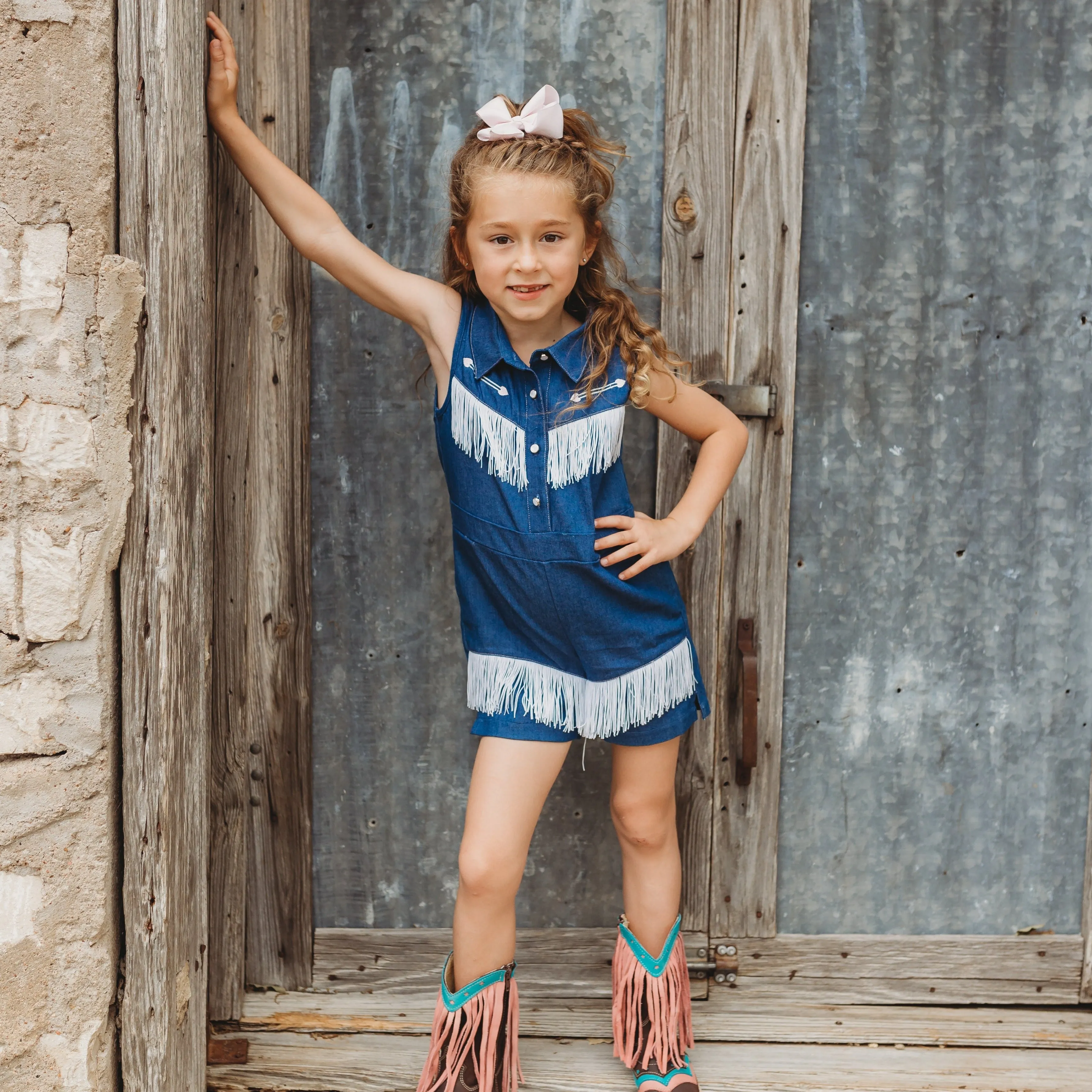 Denim Vintage Romper Kids (6-7)