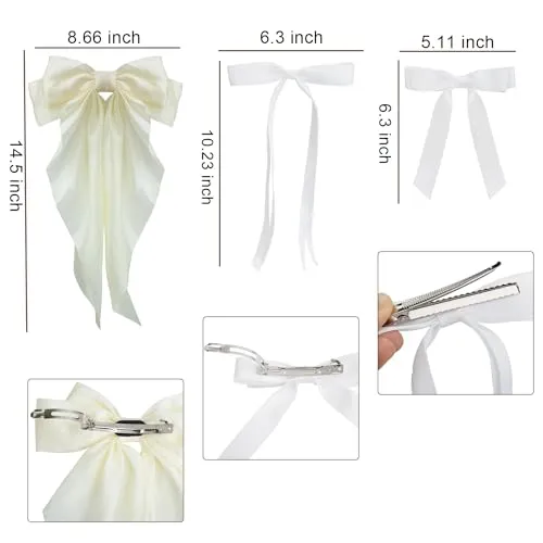 Deoot 6 PCS Hair Bows Cute Hair Clips for Women Girls Tassel Ribbon Bowknot Hair Clips, Black and White, Hair Accessories for Women Girls