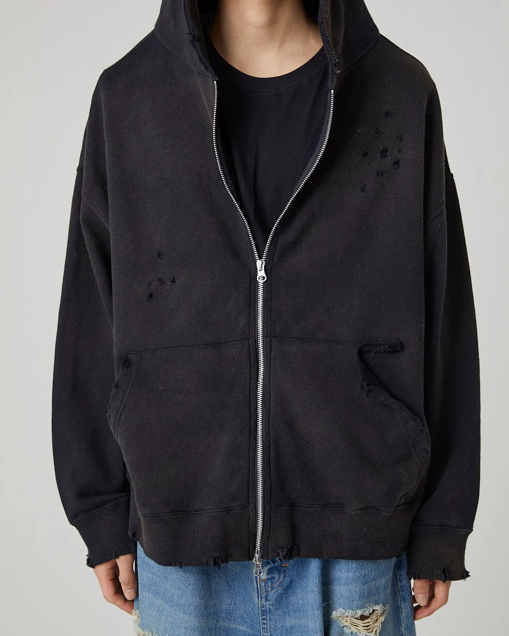 DEVIL DAMAGE SWEAT HOODIE｜BLACK