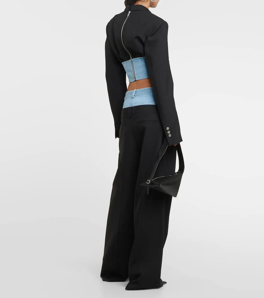 Dion Lee Wool and denim bustier blazer