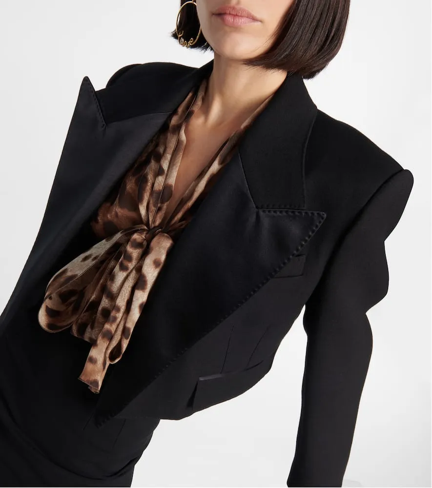 Dolce&Gabbana Cropped wool-blend tuxedo blazer