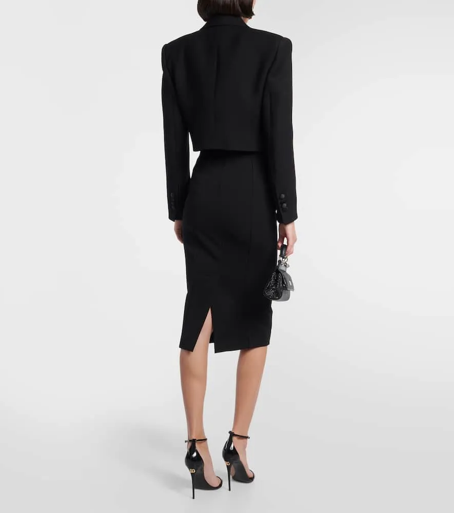 Dolce&Gabbana Cropped wool-blend tuxedo blazer