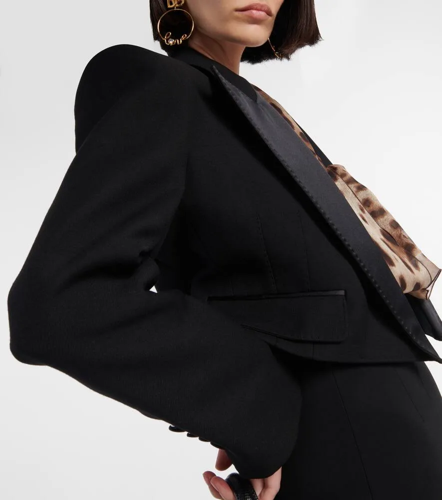 Dolce&Gabbana Cropped wool-blend tuxedo blazer