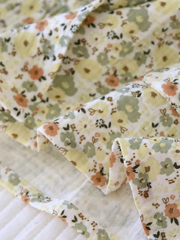 Doll Collar Printed Button-Up Long Sleeve Pajamas