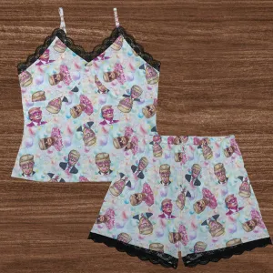Donald Trump Themed Womens 2 piece Lacy Pajamas / lingerie
