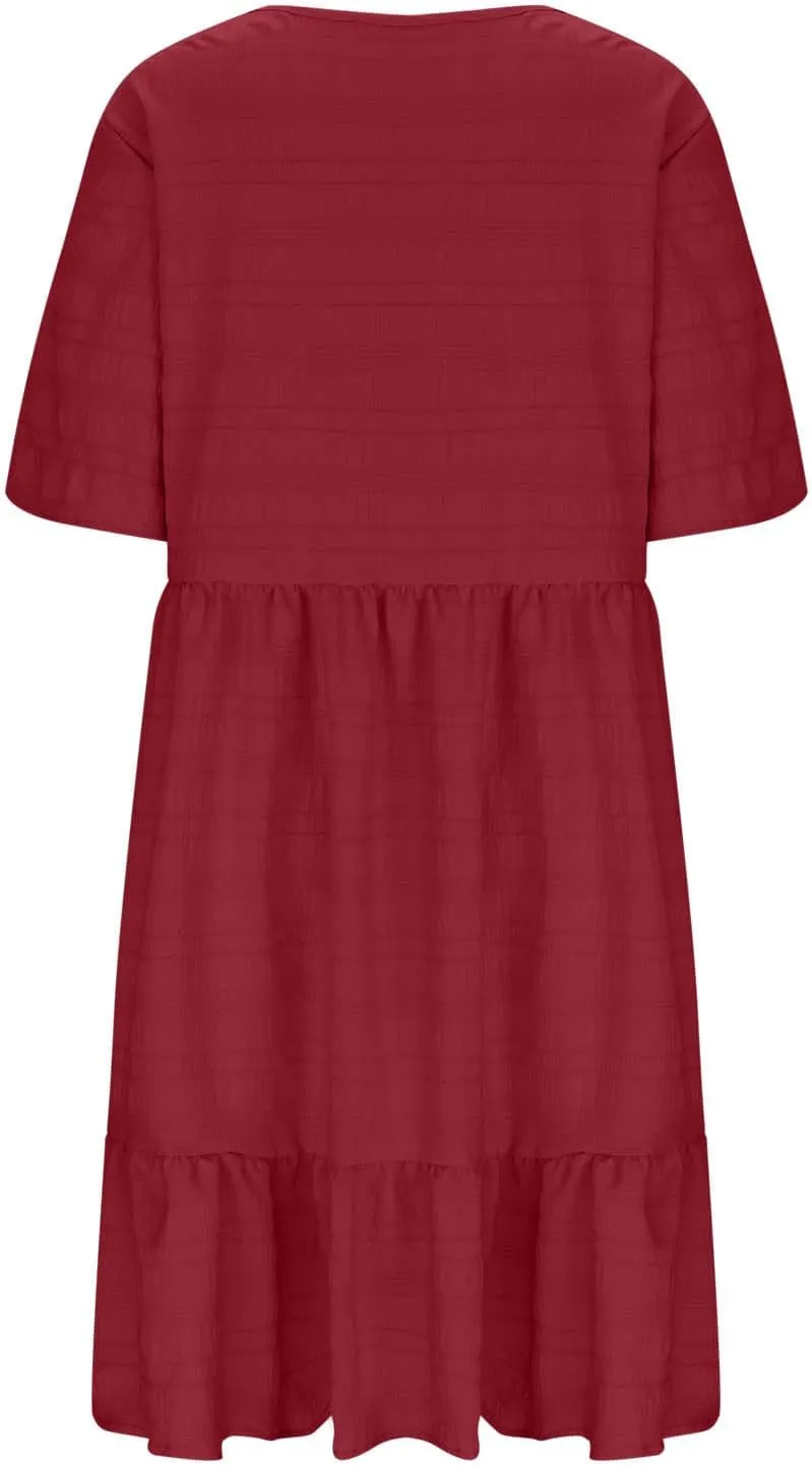Dresses for Women 2025 Trendy Summer Beach Plus Size Midi Dresses for Curvy Women Short Sleeve Vacation Dress