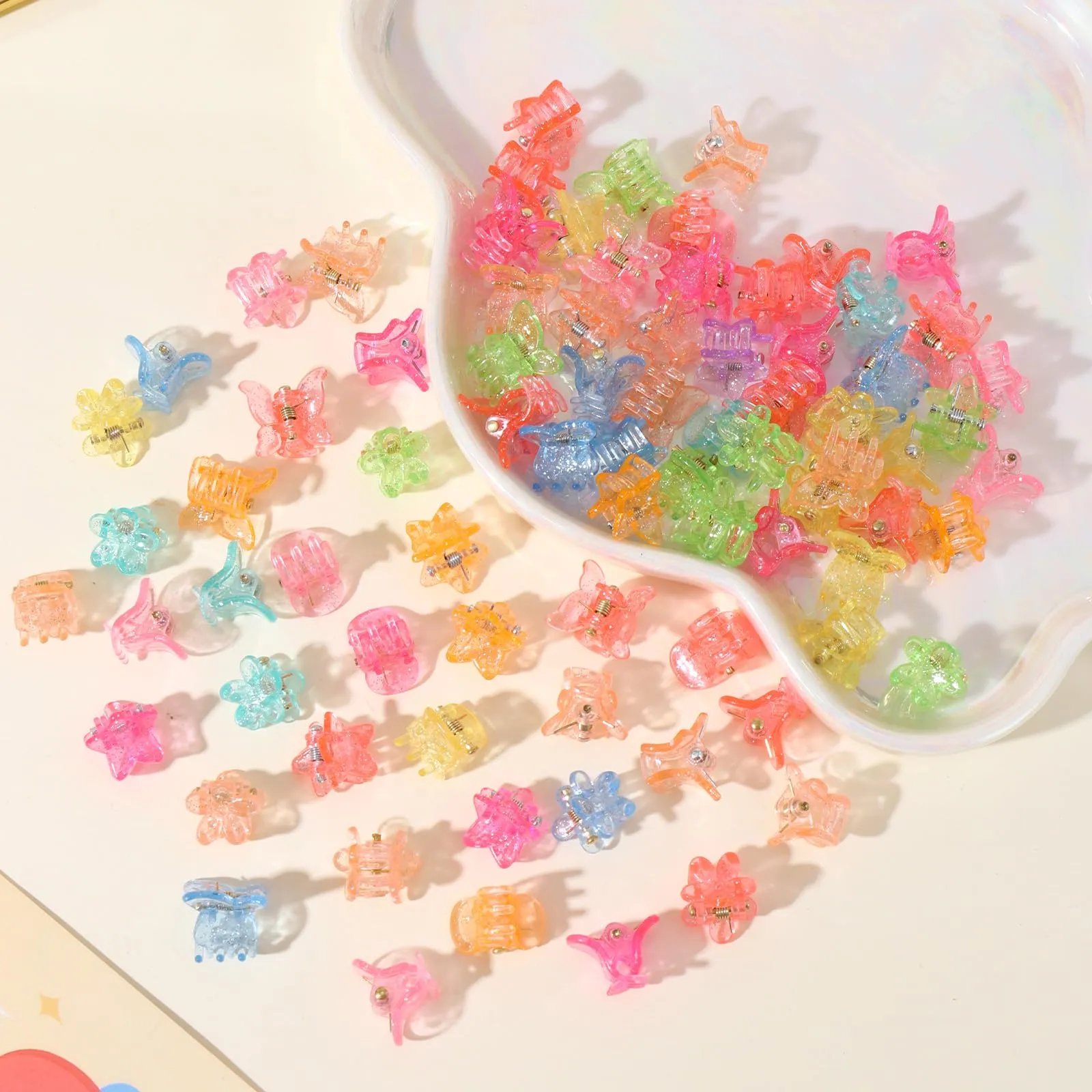 Drnytunk 80Pcs Small Hair Clips Mini Hair Clips Mini Claw Clips for Women, Mixed Styles Hair Clips Cute Hair Clips Tiny Hair Clips for Thin Fine Hair Strong Grip Hair Accessories,Jelly-2