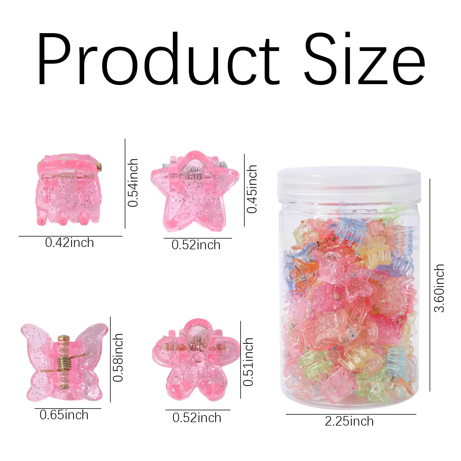 Drnytunk 80Pcs Small Hair Clips Mini Hair Clips Mini Claw Clips for Women, Mixed Styles Hair Clips Cute Hair Clips Tiny Hair Clips for Thin Fine Hair Strong Grip Hair Accessories,Jelly-2