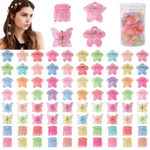 Drnytunk 80Pcs Small Hair Clips Mini Hair Clips Mini Claw Clips for Women, Mixed Styles Hair Clips Cute Hair Clips Tiny Hair Clips for Thin Fine Hair Strong Grip Hair Accessories,Jelly-2