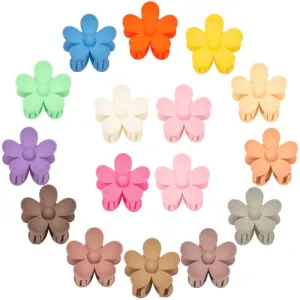 Drnytunk Flower Hair Clips Set of 16 for Women, 1.37 Inch Mini Matte Claw Clips for Thin & Thick Hair, Strong Hold Non-Slip Hair Accessories