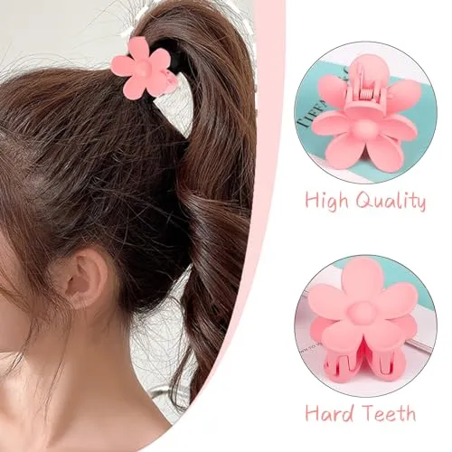 Drnytunk Flower Hair Clips Set of 16 for Women, 1.37 Inch Mini Matte Claw Clips for Thin & Thick Hair, Strong Hold Non-Slip Hair Accessories