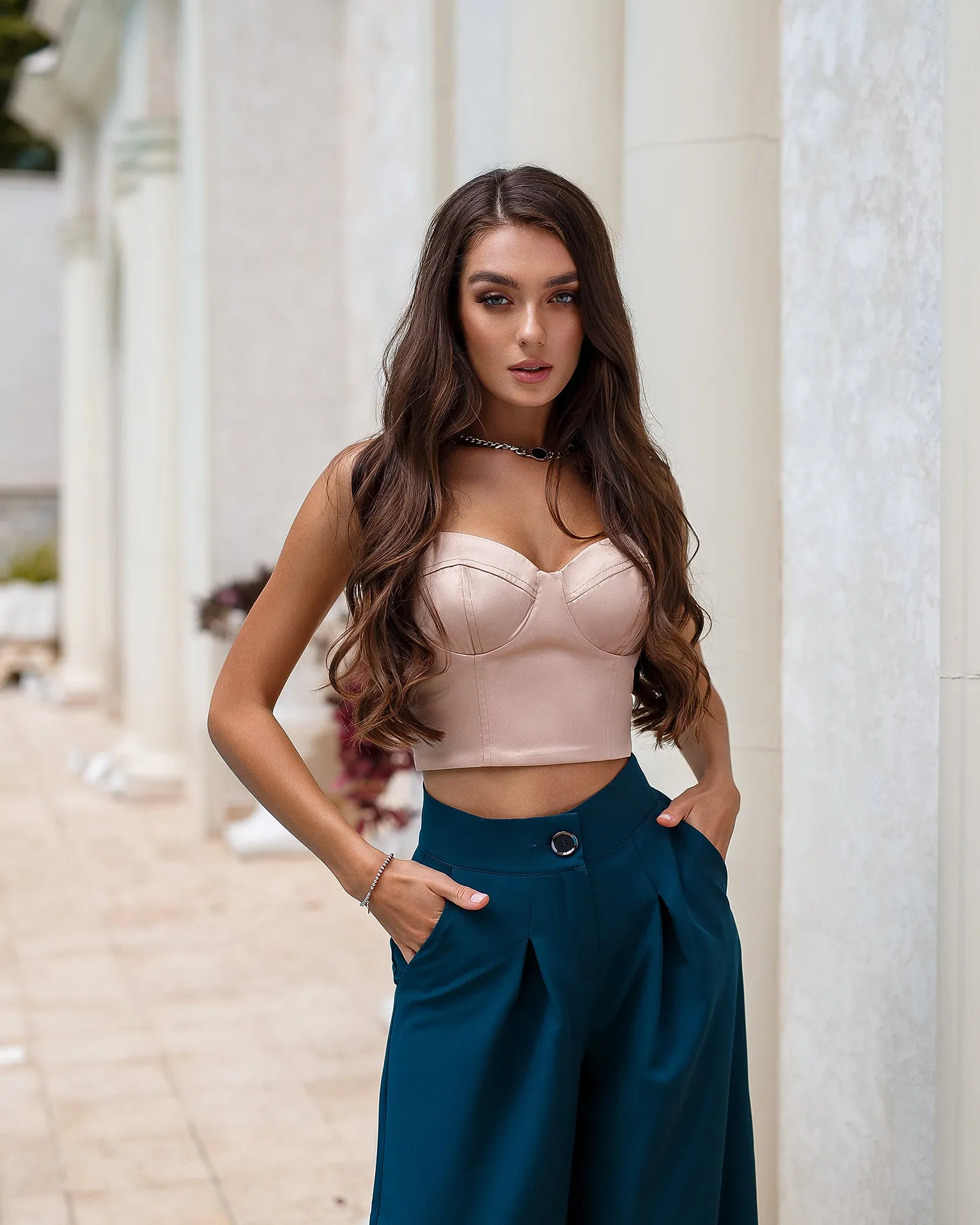 Dusty Pink Satin Strappy Sweetheart Top
