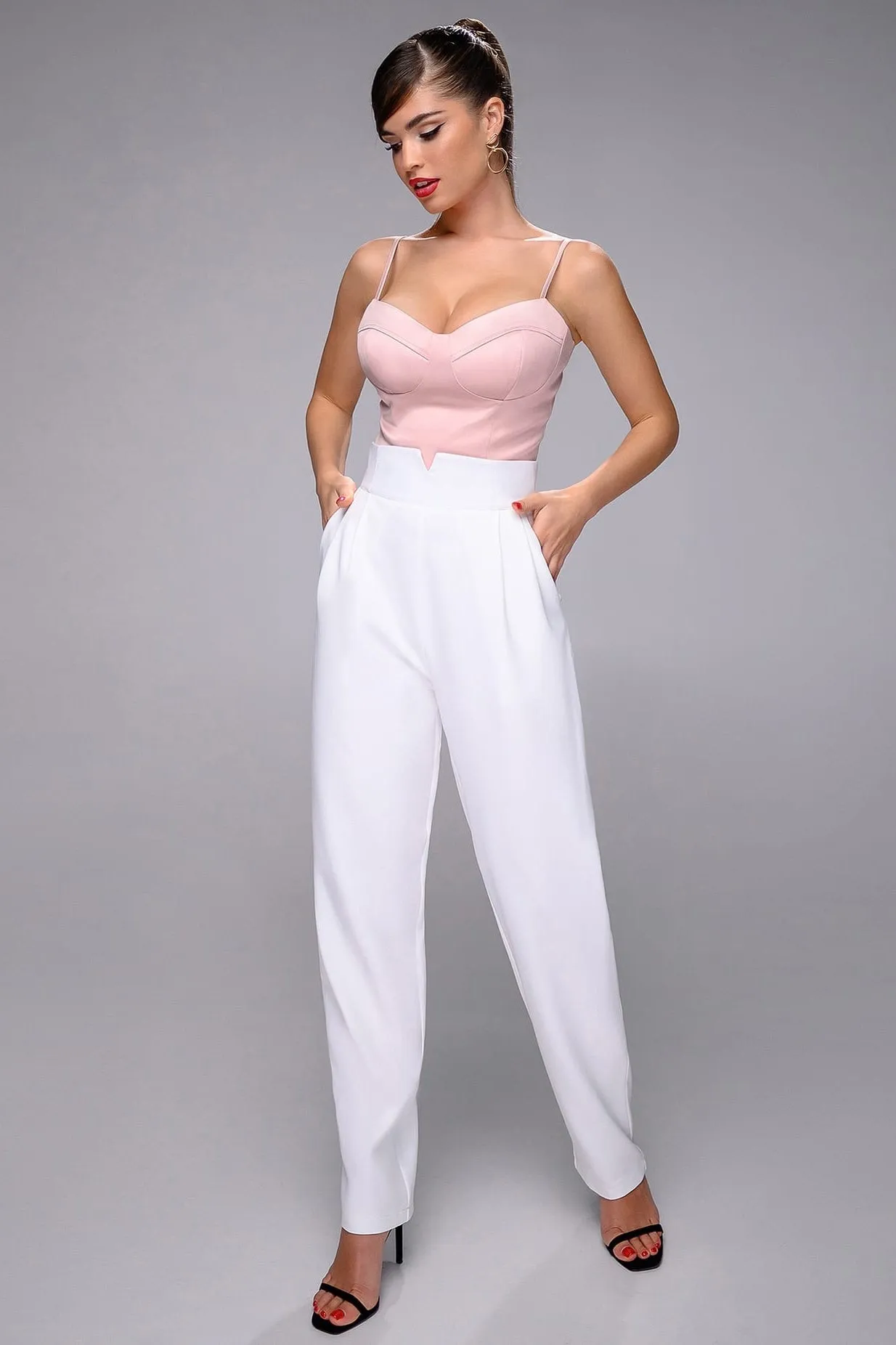 Dusty Pink Satin Strappy Sweetheart Top