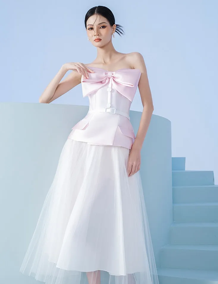 Early Spring 2023 new tube top bow top   skirt suit set- Amanha