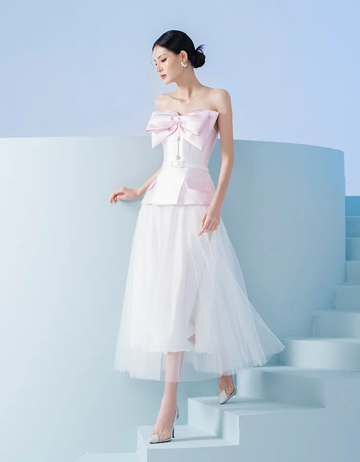 Early Spring 2023 new tube top bow top   skirt suit set- Amanha