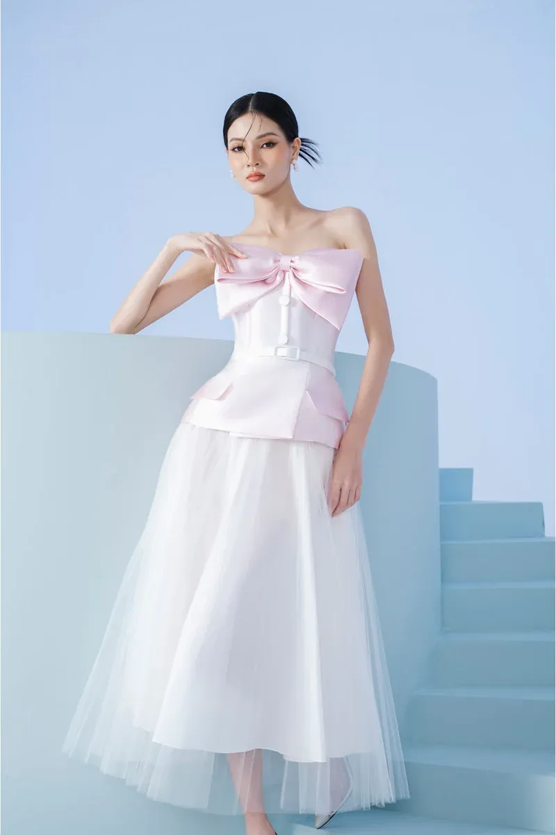Early Spring 2023 new tube top bow top   skirt suit set- Amanha