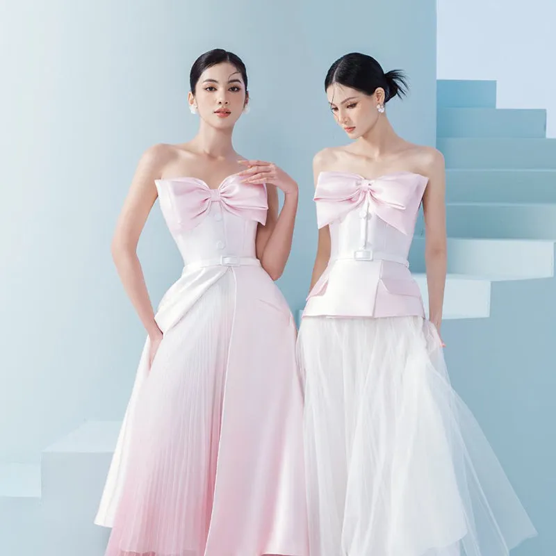 Early Spring 2023 new tube top bow top   skirt suit set- Amanha