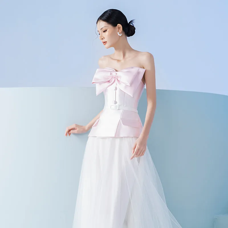 Early Spring 2023 new tube top bow top   skirt suit set- Amanha