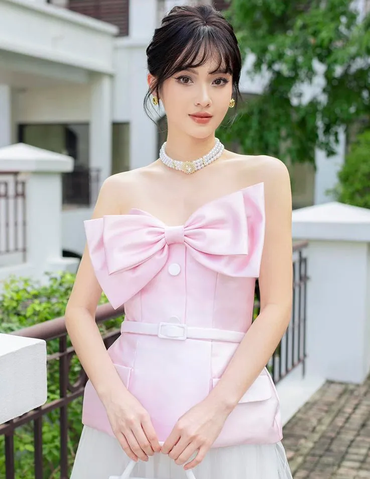 Early Spring 2023 new tube top bow top   skirt suit set- Amanha