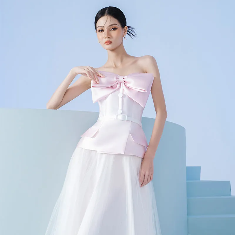 Early Spring 2023 new tube top bow top   skirt suit set- Amanha