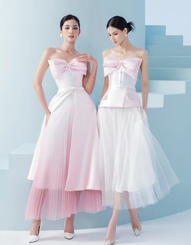 Early Spring 2023 new tube top bow top   skirt suit set- Amanha
