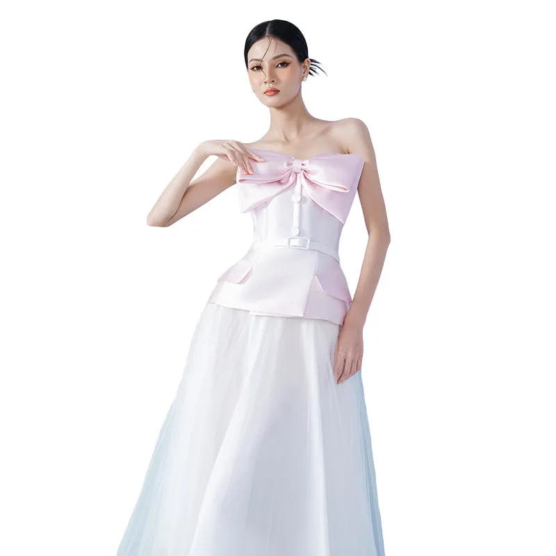 Early Spring 2023 new tube top bow top   skirt suit set- Amanha