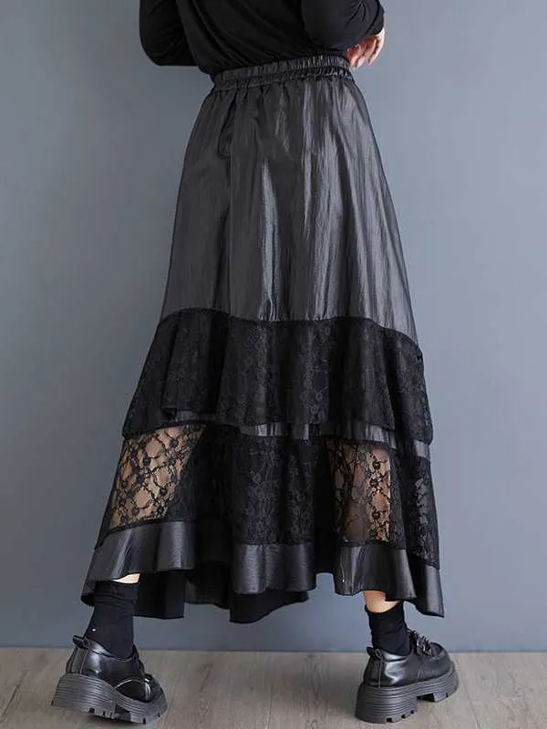 Elasticity Layered Split-Joint A-Line Loose Skirts Bottoms