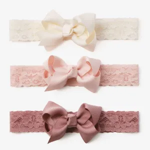 Elegant Baby Mauve Lace Baby Girl Headbands (3pk)