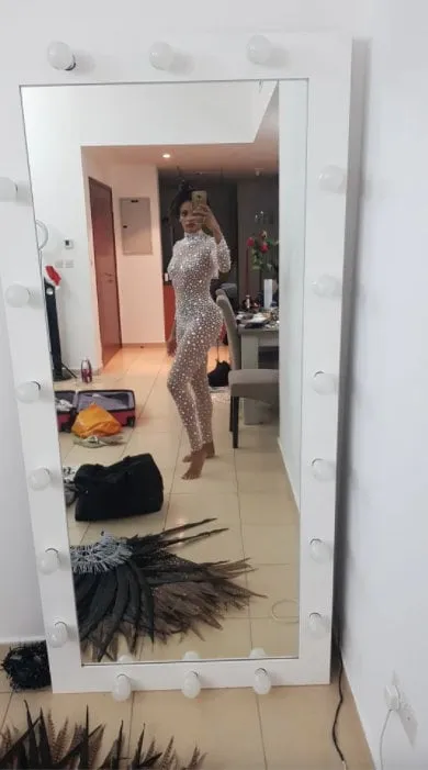 Embellished Catsuit Rhinestones Jumpsuit Crystal Outfits Pearls Bodysuit Shows Costume