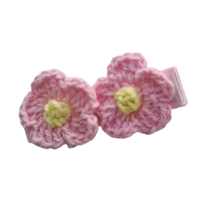 Embellished Non Slip Hair Clip - Crochet flower duo (14 Colours)