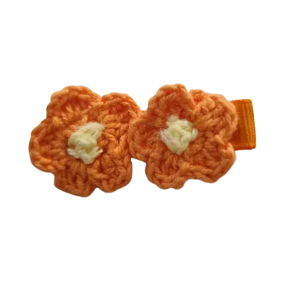 Embellished Non Slip Hair Clip - Crochet flower duo (14 Colours)