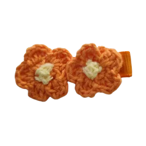 Embellished Non Slip Hair Clip - Crochet flower duo (14 Colours)