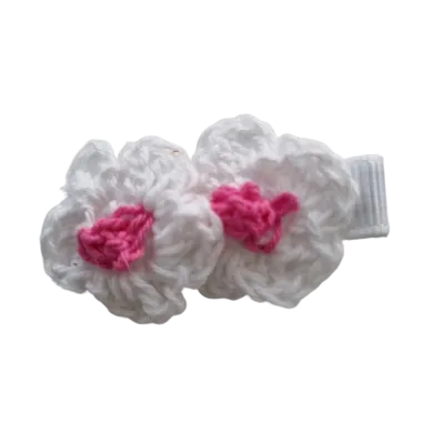 Embellished Non Slip Hair Clip - Crochet flower duo (14 Colours)