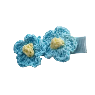 Embellished Non Slip Hair Clip - Crochet flower duo (14 Colours)