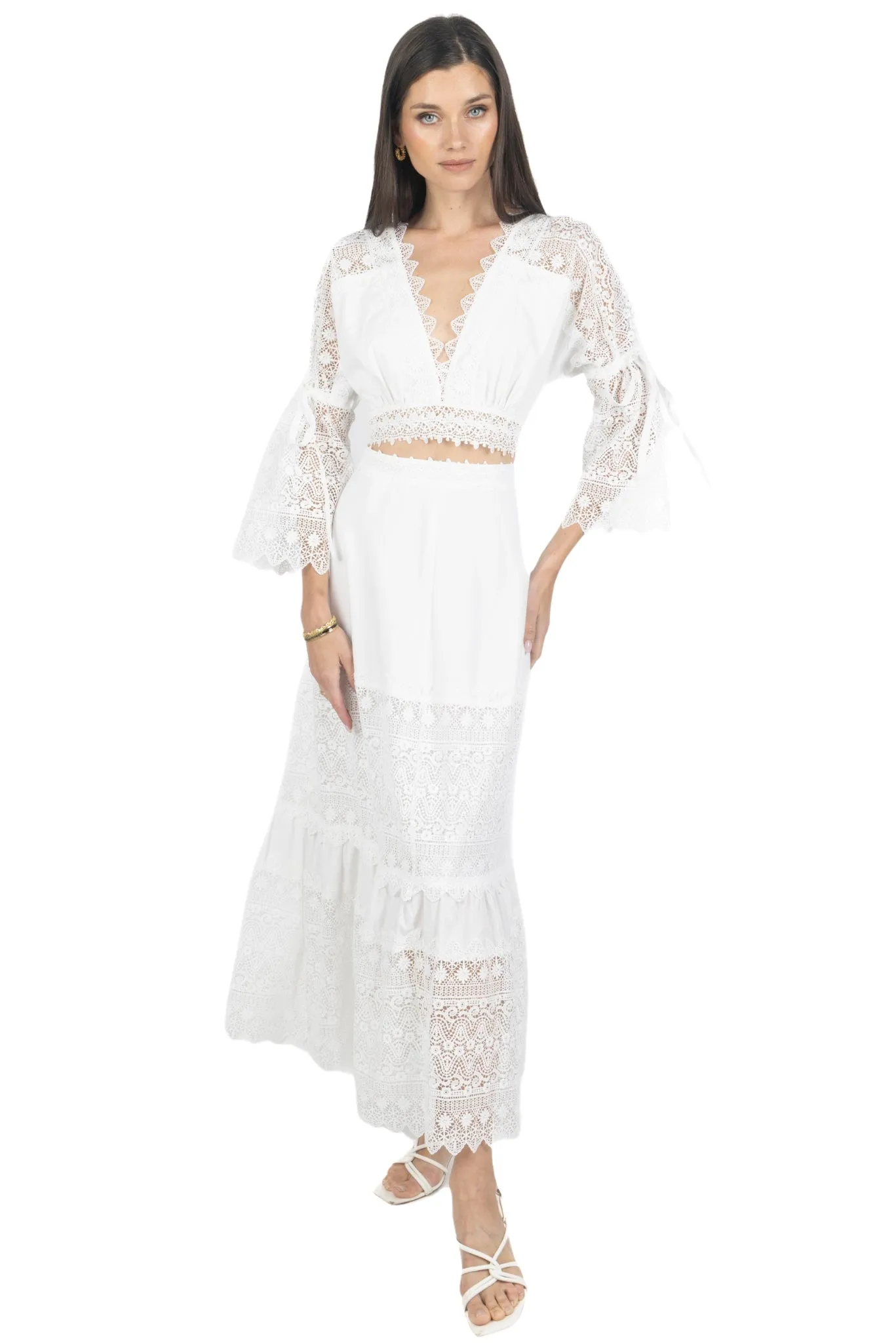 Emily Guipure Lace Top & Maxi Skirt Set