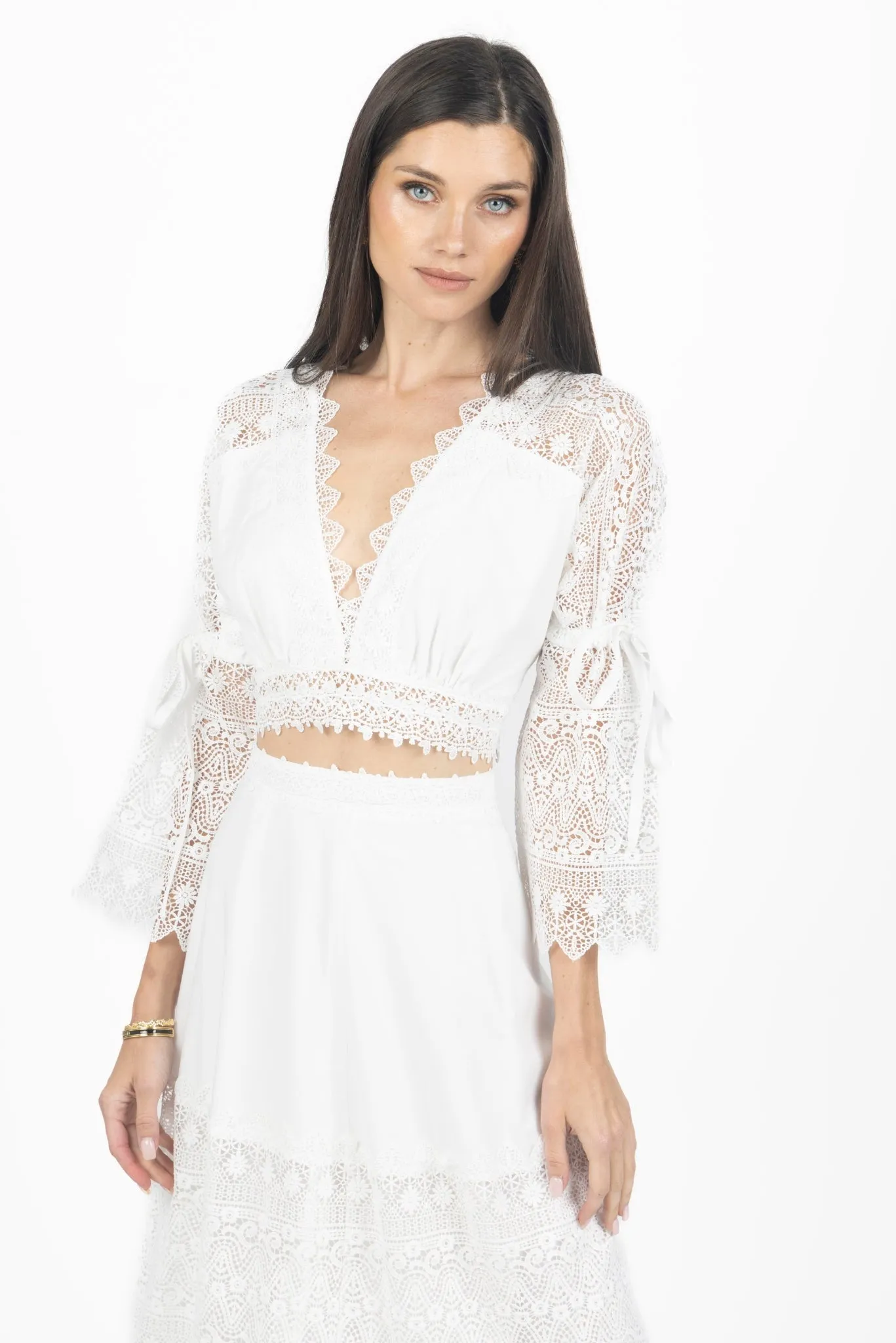 Emily Guipure Lace Top & Maxi Skirt Set