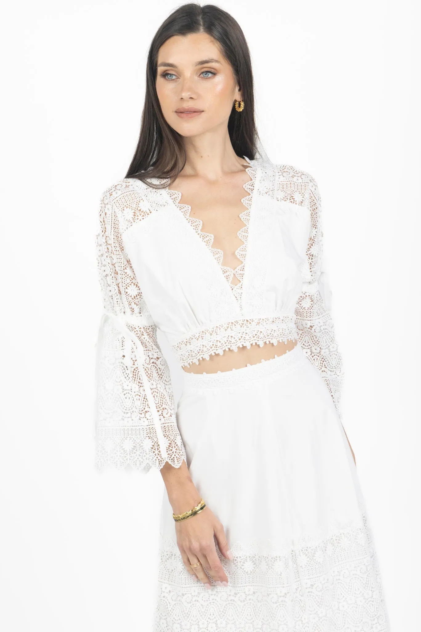 Emily Guipure Lace Top & Maxi Skirt Set
