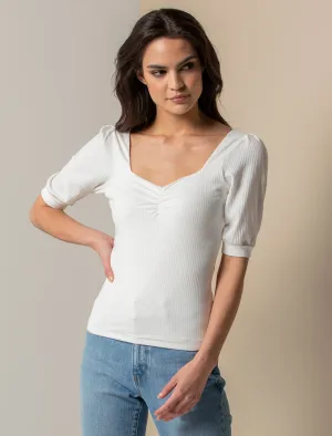 Estella Sweetheart Square Neck Rib Top
