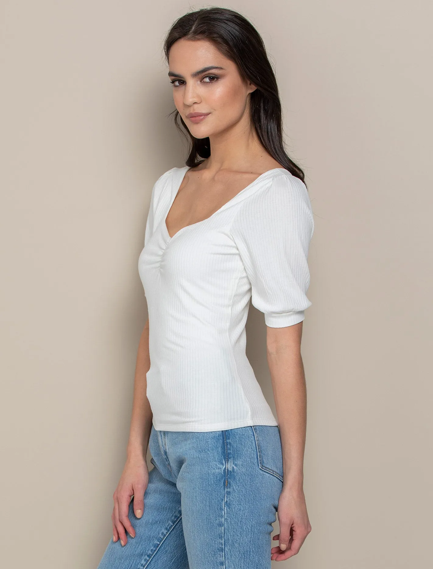 Estella Sweetheart Square Neck Rib Top