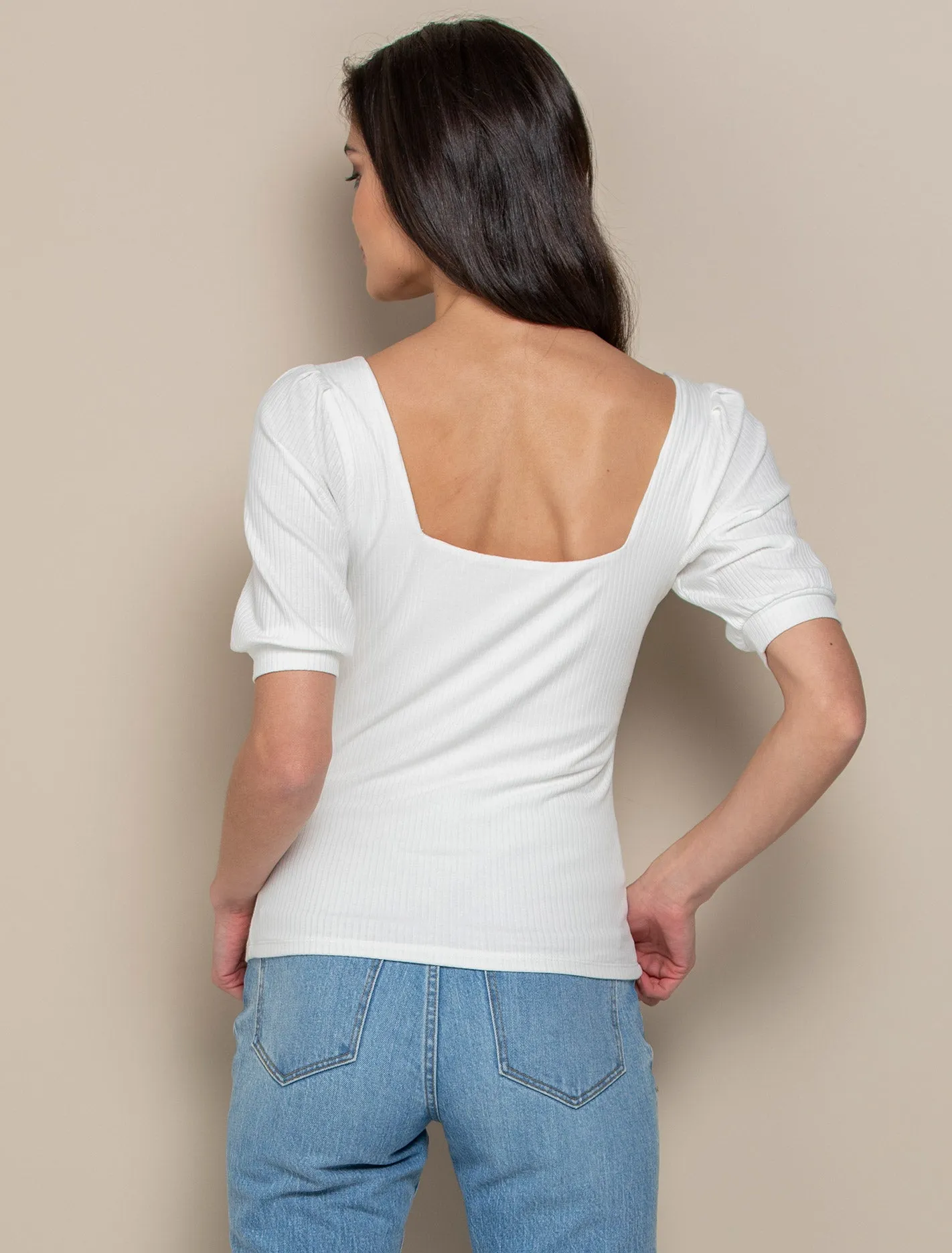 Estella Sweetheart Square Neck Rib Top