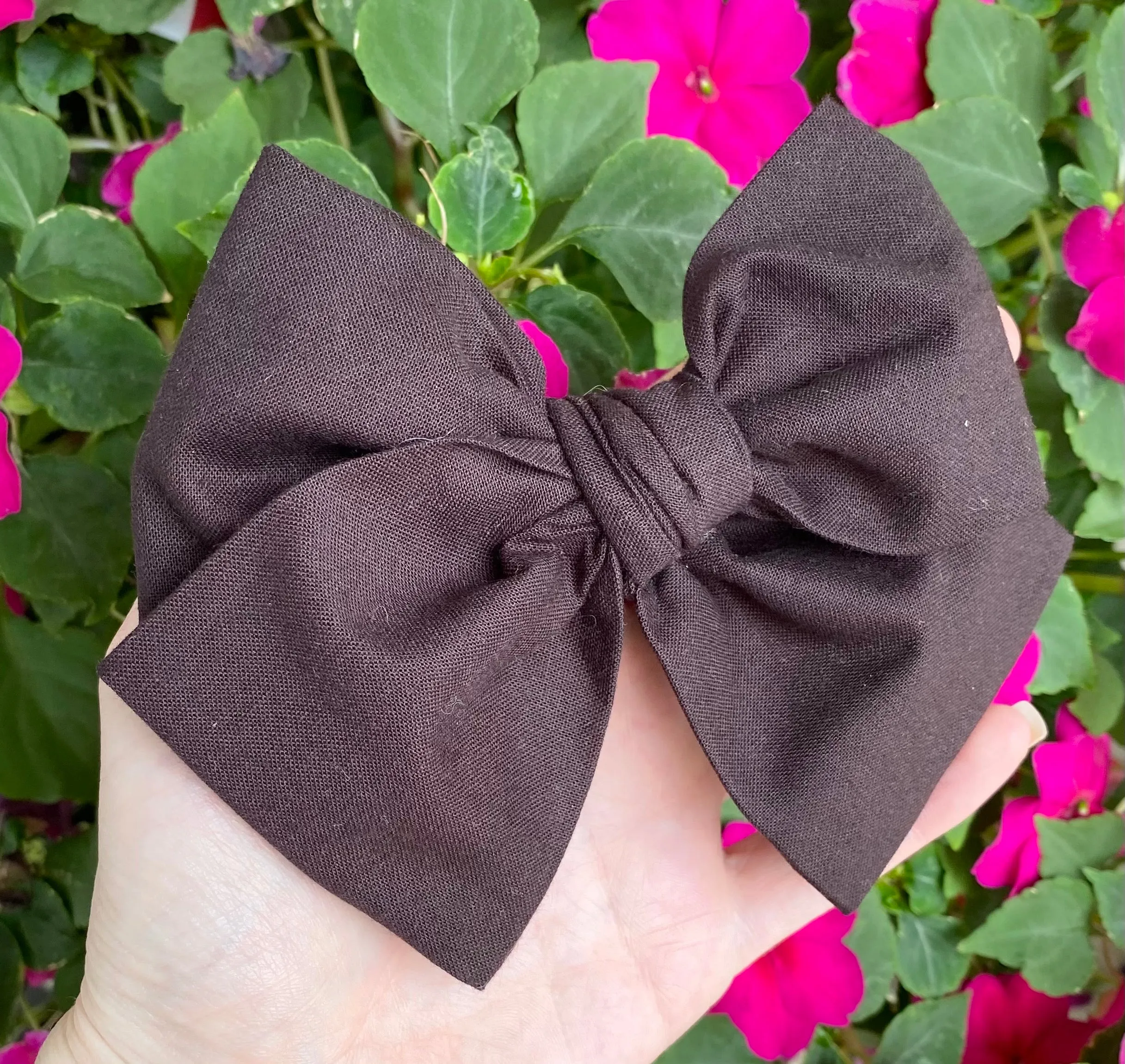 Expresso Fabric Hand Tied Bow Headband | Hair Clip