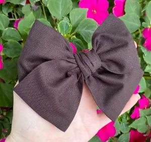 Expresso Fabric Hand Tied Bow Headband | Hair Clip